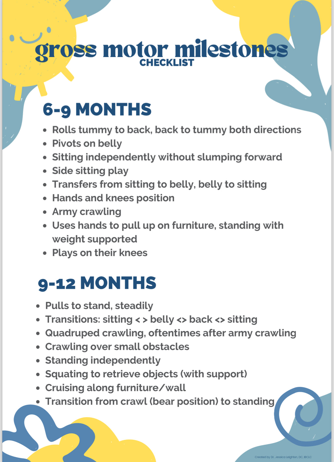 Patient Education Handout: 0-24 Months Gross Motor Milestones